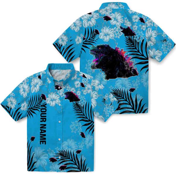 Customized Godzilla Hibiscus Print Hawaiian Shirt Latest Model