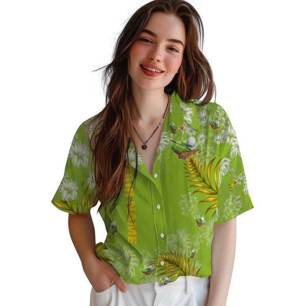 Customized Golf Hibiscus Print Hawaiian Shirt Trendy