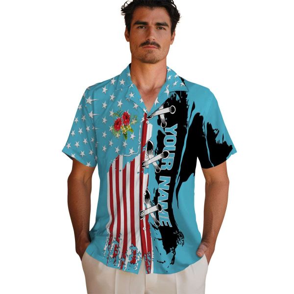 Customized Hibiscus Stitched Flag Hawaiian Shirt High quality