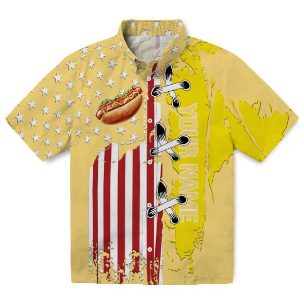 Customized Hot Dog Stitched Flag Hawaiian Shirt Best selling