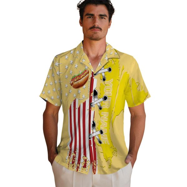 Customized Hot Dog Stitched Flag Hawaiian Shirt High quality