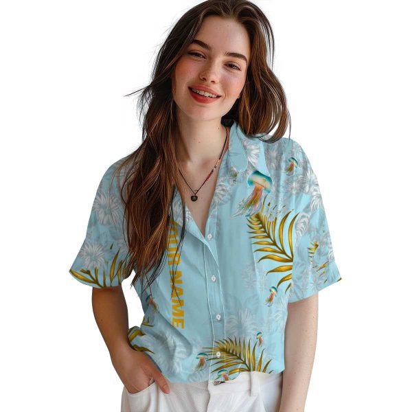 Customized Jellyfish Hibiscus Print Hawaiian Shirt Trendy