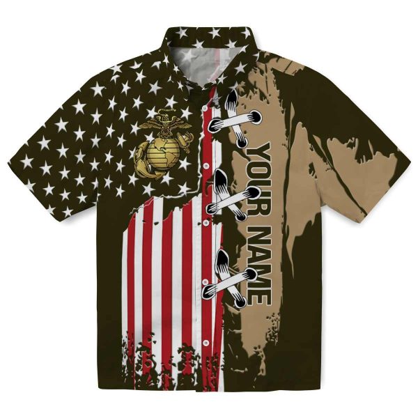 Customized Marine Corps Stitched Flag Hawaiian Shirt Best selling