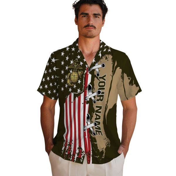 Customized Marine Corps Stitched Flag Hawaiian Shirt High quality