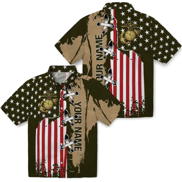 Customized Marine Corps Stitched Flag Hawaiian Shirt Latest Model