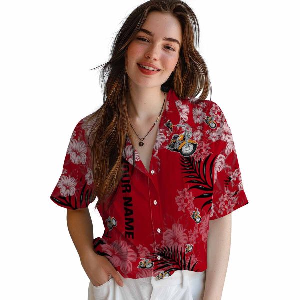 Customized Motorcycle Hibiscus Print Hawaiian Shirt Trendy