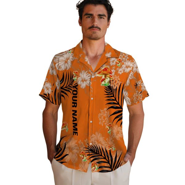 Customized Mushroom Hibiscus Print Hawaiian Shirt High quality