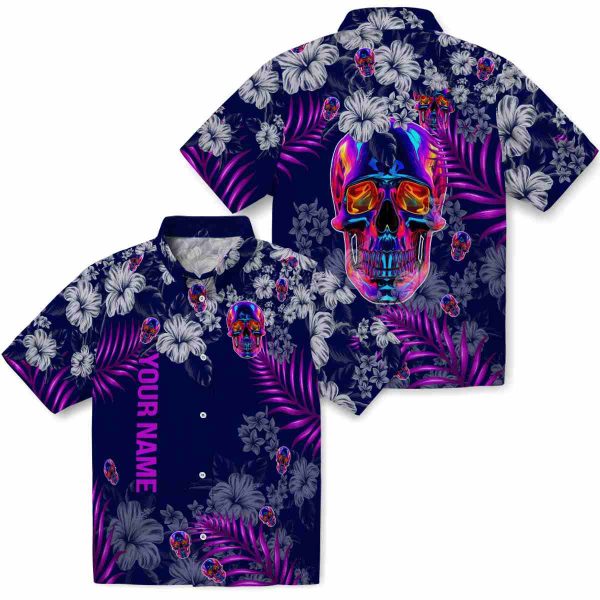 Customized Neon Hibiscus Print Hawaiian Shirt Latest Model
