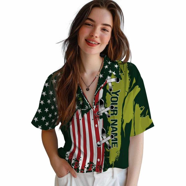 Customized Palm Tree Stitched Flag Hawaiian Shirt Trendy