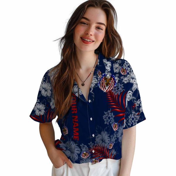 Customized Patriotic Hibiscus Print Hawaiian Shirt Trendy