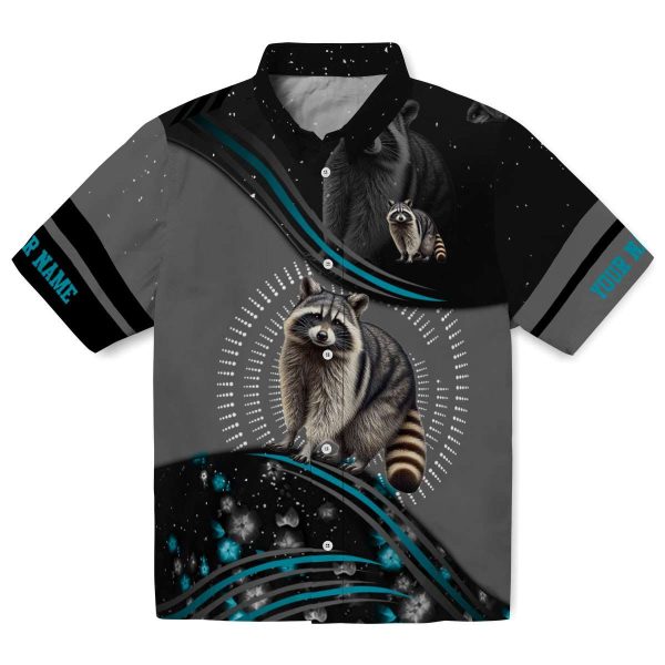 Customized Raccoon Abstract Waves Hawaiian Shirt Best selling