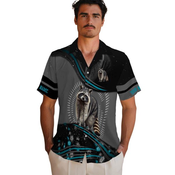 Customized Raccoon Abstract Waves Hawaiian Shirt High quality