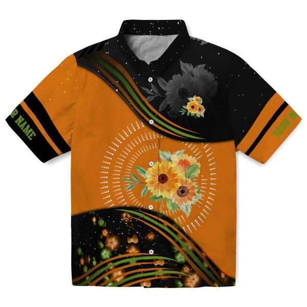 Customized Sunflower Abstract Waves Hawaiian Shirt Best selling