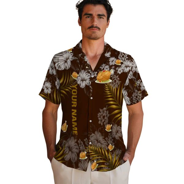 Customized Thanksgiving Hibiscus Print Hawaiian Shirt High quality