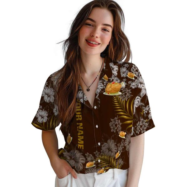 Customized Thanksgiving Hibiscus Print Hawaiian Shirt Trendy