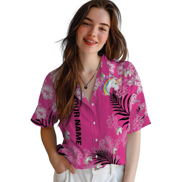 Customized Unicorn Hibiscus Print Hawaiian Shirt Trendy