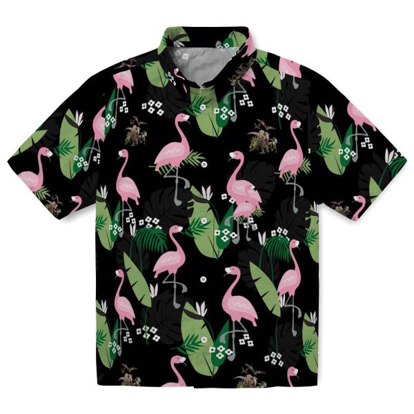 Dinosaur Flamingo Leaf Motif Hawaiian Shirt Best selling