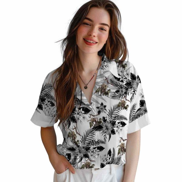 Dinosaur Hibiscus Palm Leaves Hawaiian Shirt Trendy