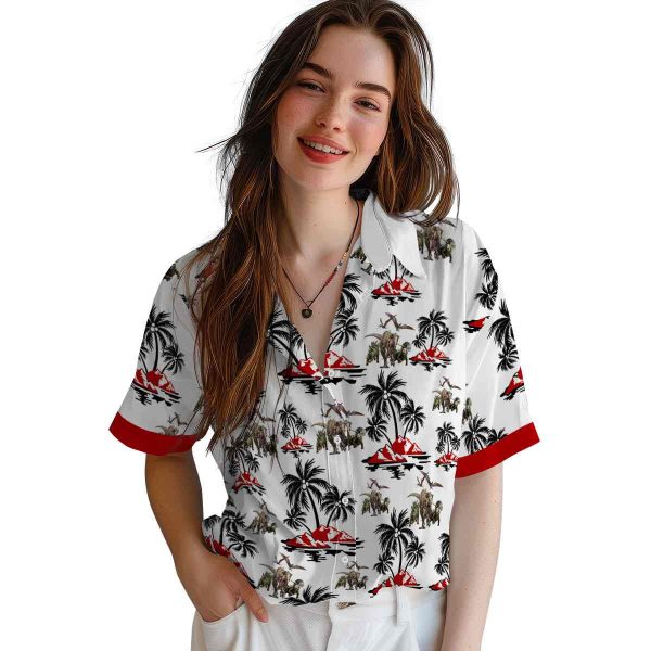 Dinosaur Palm Island Print Hawaiian Shirt Trendy