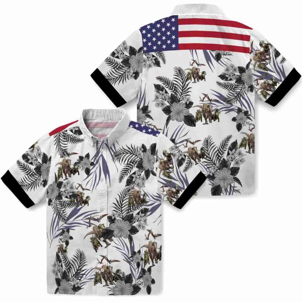 Dinosaur Patriotic Hibiscus Design Hawaiian Shirt Latest Model