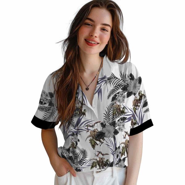 Dinosaur Patriotic Hibiscus Design Hawaiian Shirt Trendy