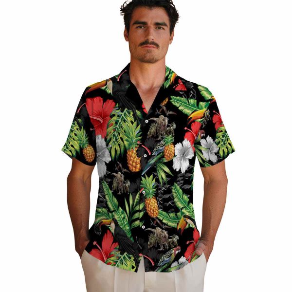 Dinosaur Toucan Hibiscus Pineapple Hawaiian Shirt High quality