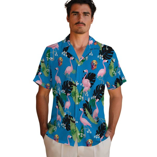 Dog Flamingo Leaf Motif Hawaiian Shirt High quality