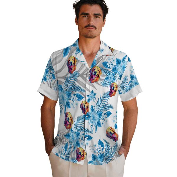 Dog Hibiscus Palm Leaves Hawaiian Shirt High quality