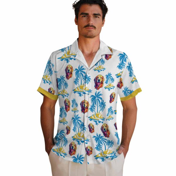 Dog Palm Island Print Hawaiian Shirt High quality