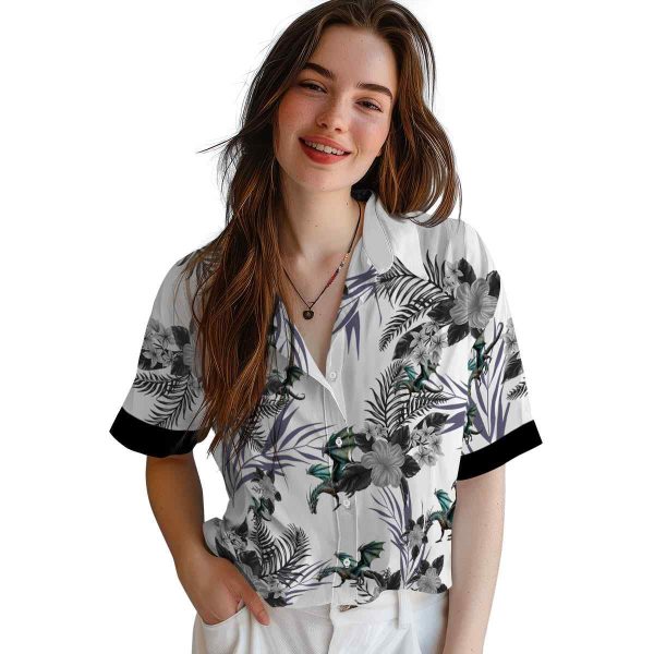 Dragon Patriotic Hibiscus Design Hawaiian Shirt Trendy