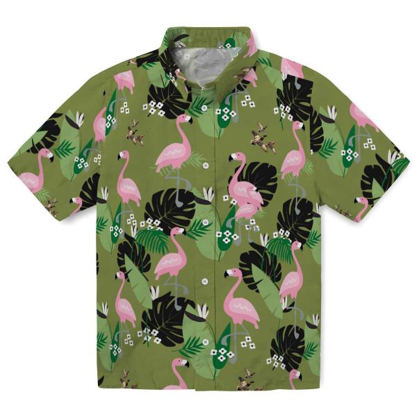 Duck Flamingo Leaf Motif Hawaiian Shirt Best selling