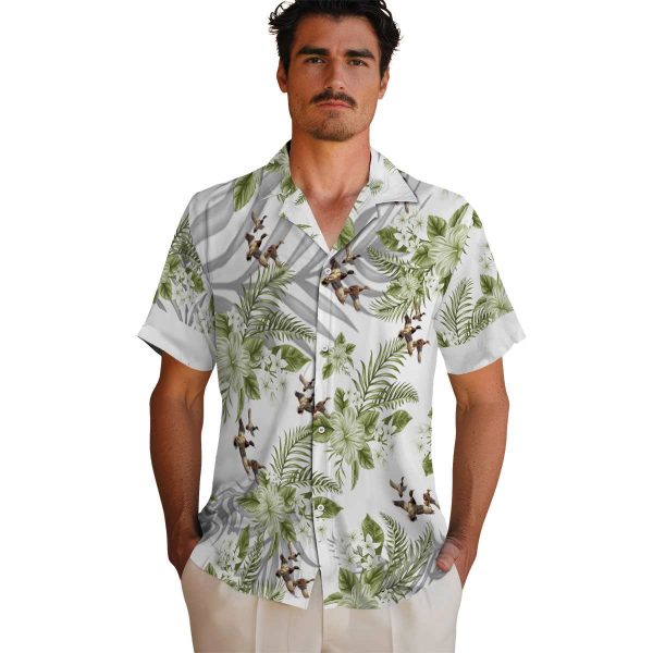 Duck Hibiscus Palm Leaves Hawaiian Shirt High quality