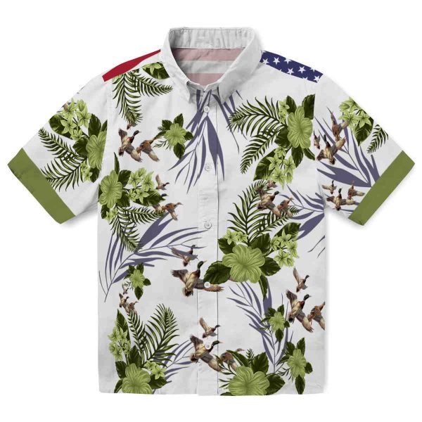 Duck Patriotic Hibiscus Design Hawaiian Shirt Best selling