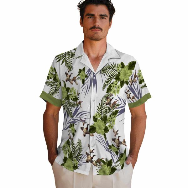 Duck Patriotic Hibiscus Design Hawaiian Shirt High quality