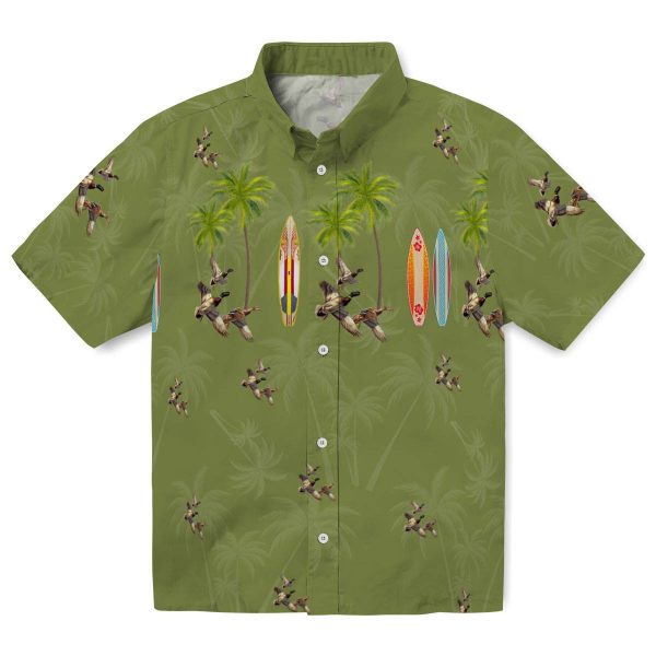 Duck Surfboard Palm Hawaiian Shirt Best selling