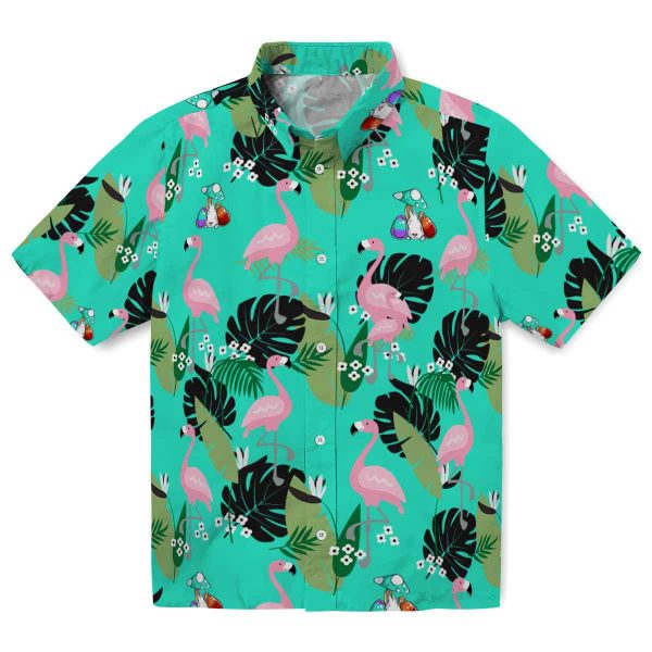 Easter Flamingo Leaf Motif Hawaiian Shirt Best selling