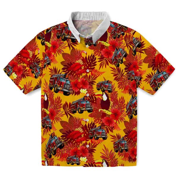 Fire Truck Floral Toucan Hawaiian Shirt Best selling