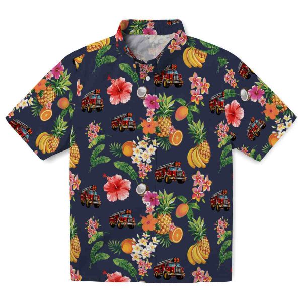 Fire Truck Hibiscus And Fruit Hawaiian Shirt Best selling