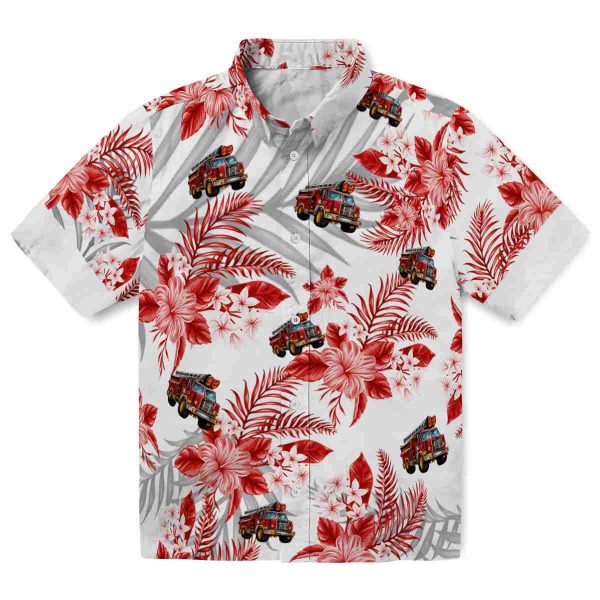 Fire Truck Hibiscus Palm Leaves Hawaiian Shirt Best selling