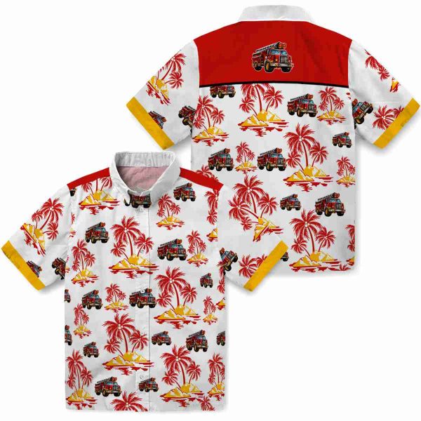 Fire Truck Palm Island Print Hawaiian Shirt Latest Model