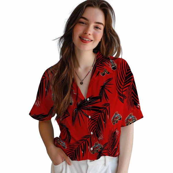 Fire Truck Palm Leaf Hawaiian Shirt Trendy