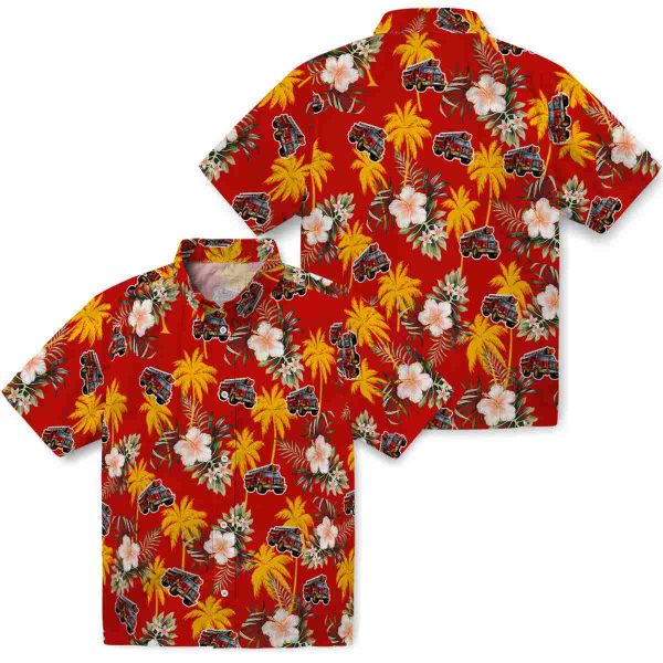 Fire Truck Palm Tree Flower Hawaiian Shirt Latest Model