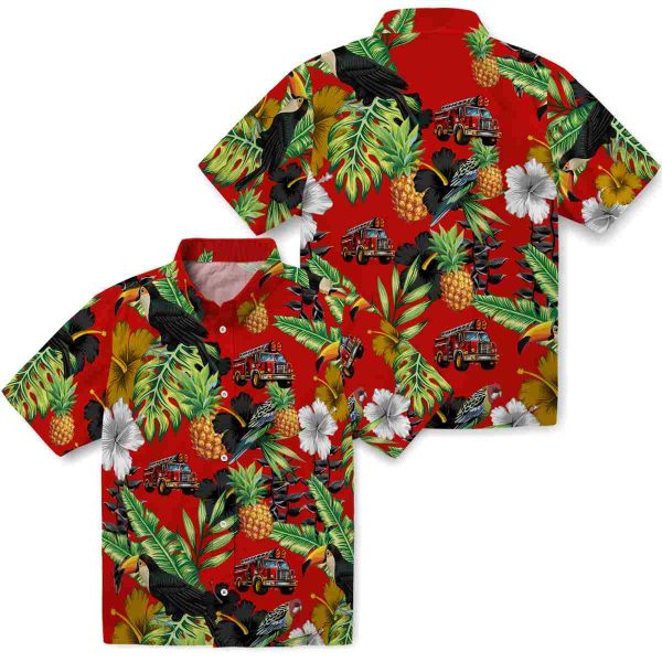 Fire Truck Toucan Hibiscus Pineapple Hawaiian Shirt Latest Model