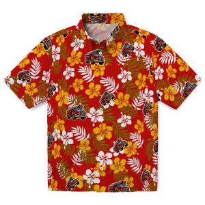 Fire Truck Tropical Floral Hawaiian Shirt Best selling