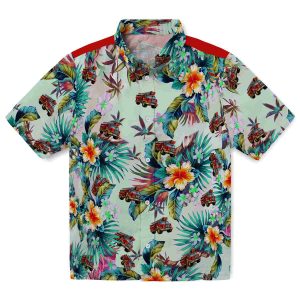 Fire Truck Tropical Foliage Hawaiian Shirt Best selling