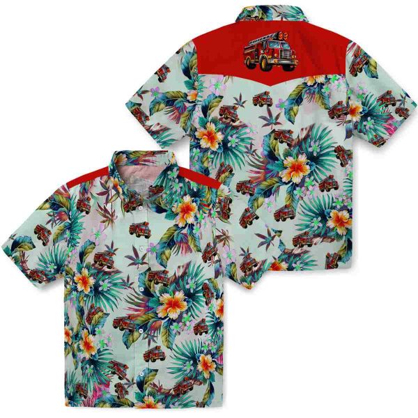 Fire Truck Tropical Foliage Hawaiian Shirt Latest Model