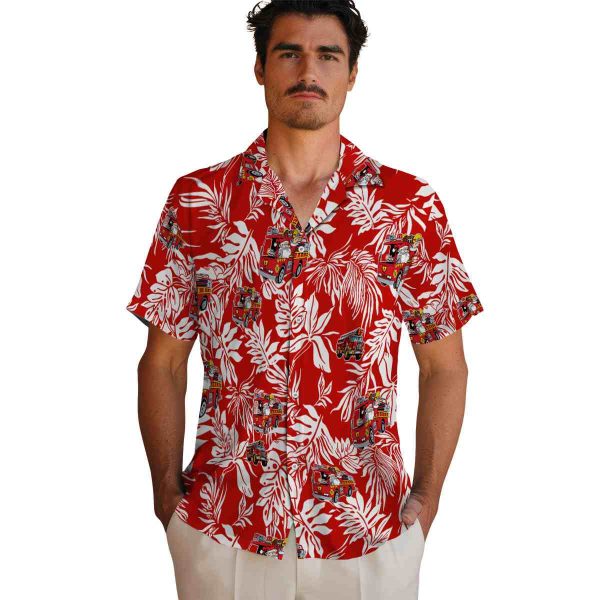 Fire Truck Tropical Leaf Hawaiian Shirt High quality