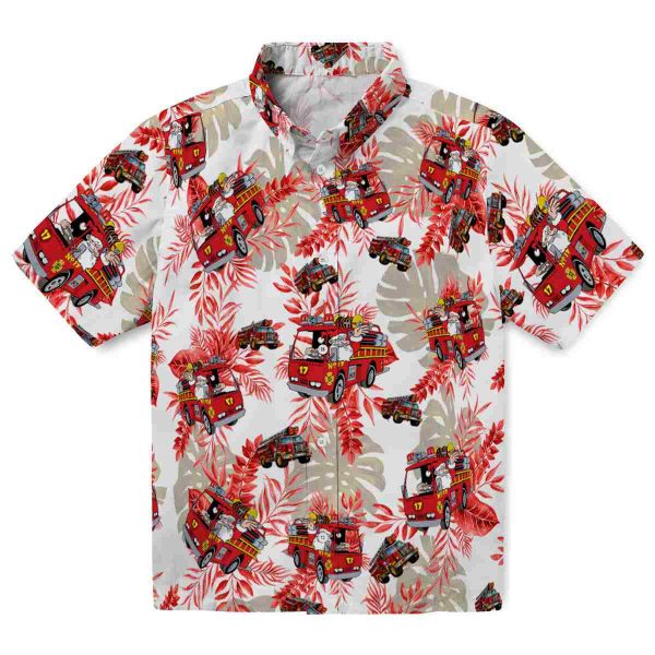 Fire Truck Tropical Leaves Hawaiian Shirt Best selling