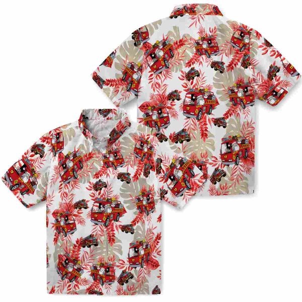 Fire Truck Tropical Leaves Hawaiian Shirt Latest Model