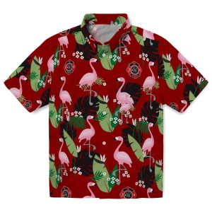 Firefighter Flamingo Leaf Motif Hawaiian Shirt Best selling